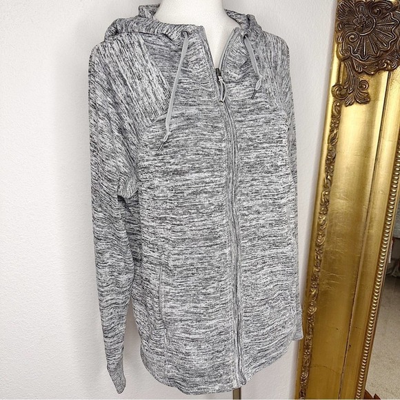Athleta Heather Marled Gray Full Zip Front Jacket Size Medium - Picture 1 of 9